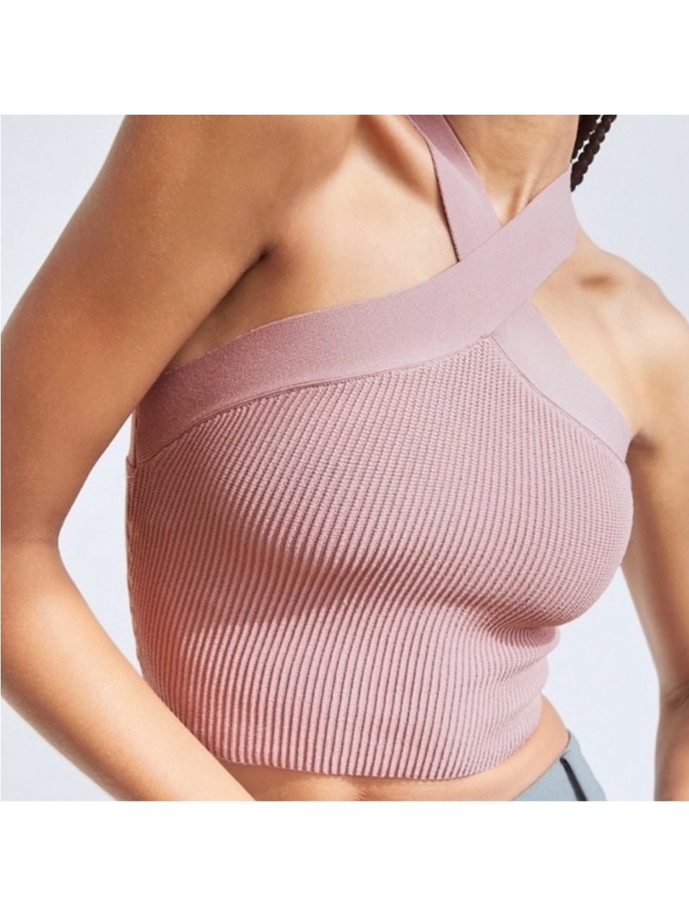 Babaton Sculpt Knit Criss Cross Cropped Tank Dusty Rose Size XS